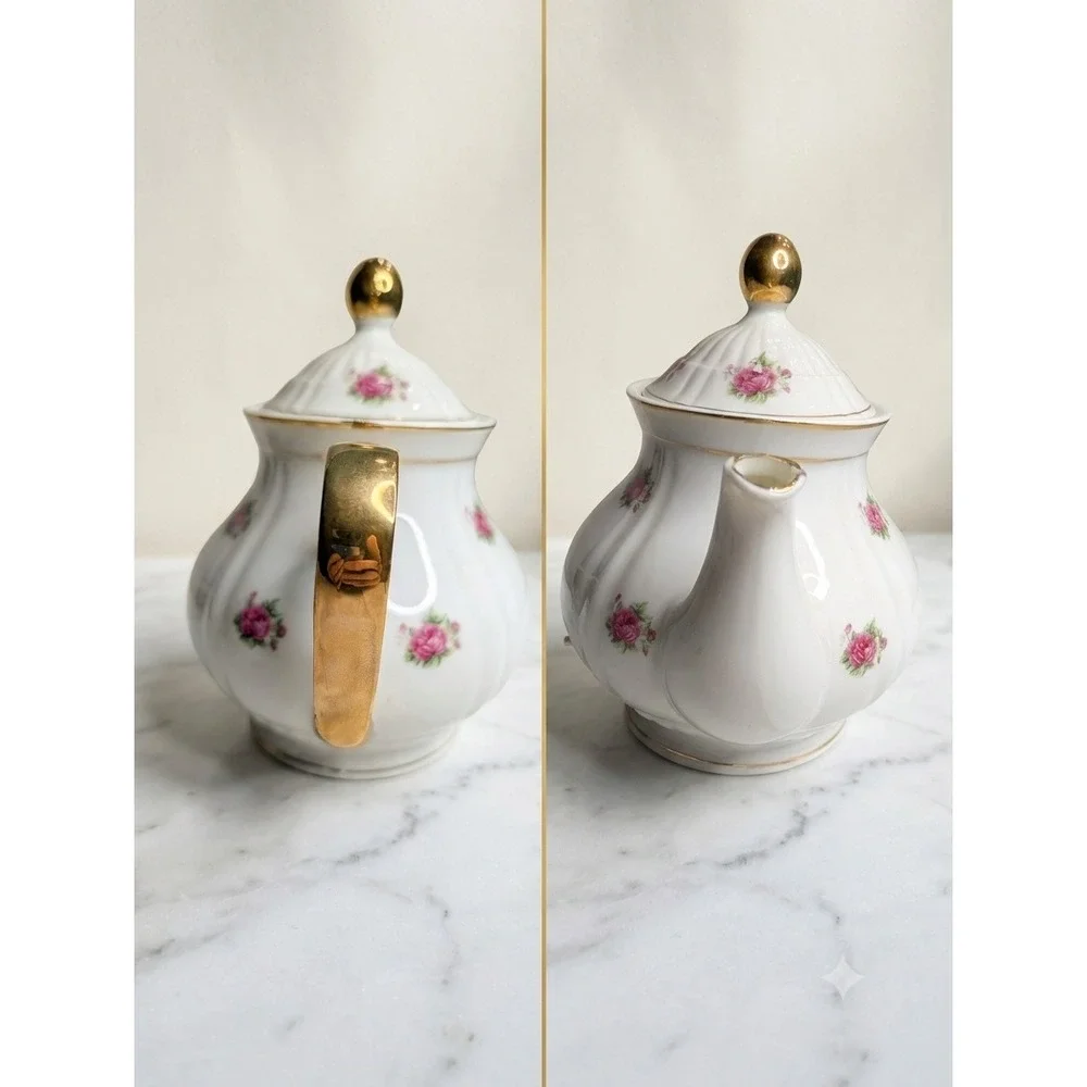 Nasco Minamiyama Seitosho Vintage Electric Teapot Pink Rose Gold Trim Japan